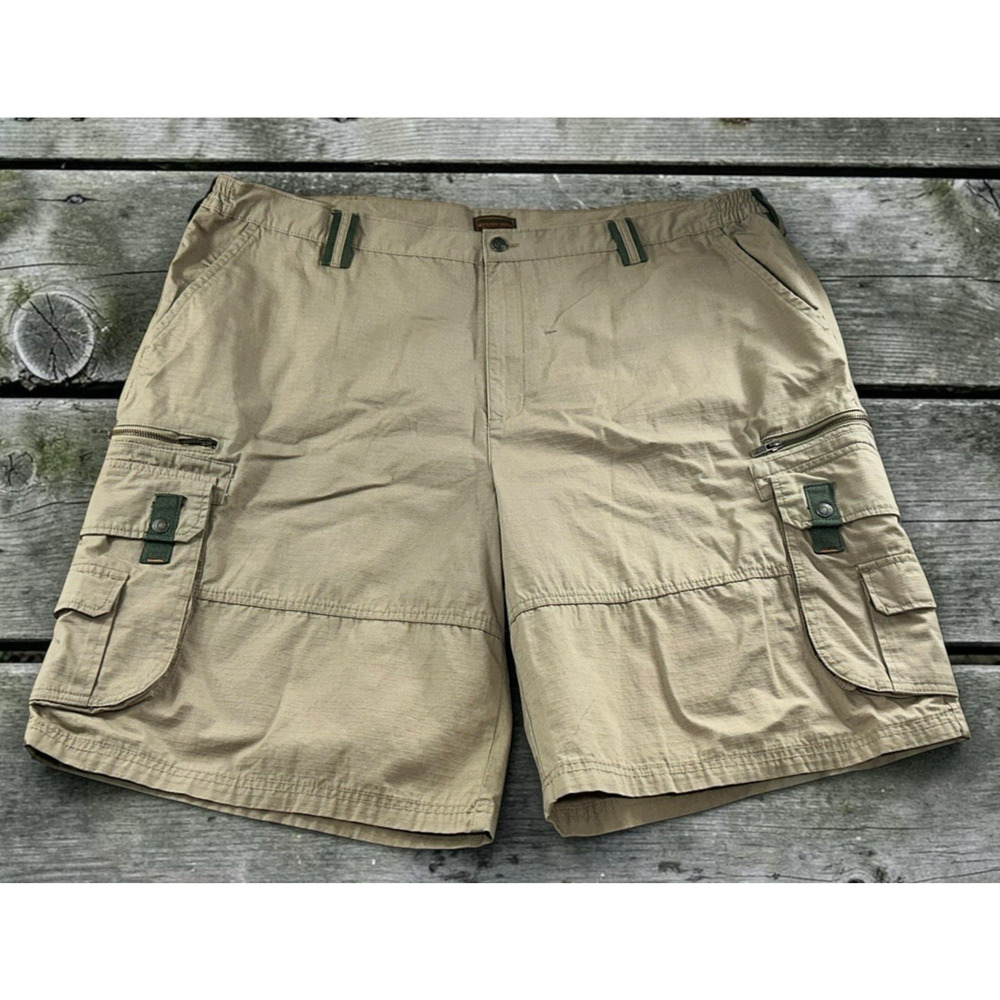 Big & Tall Men's Boulder Creek Khaki Cargo Shorts Sz 48 Tall 3XL 11" Inseam